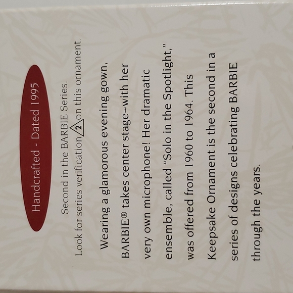 Hallmark Mattel Barbie 'Solo in the Spotlight' 1995 NIB Keepsake Collectors Set - Picture 4 of 10